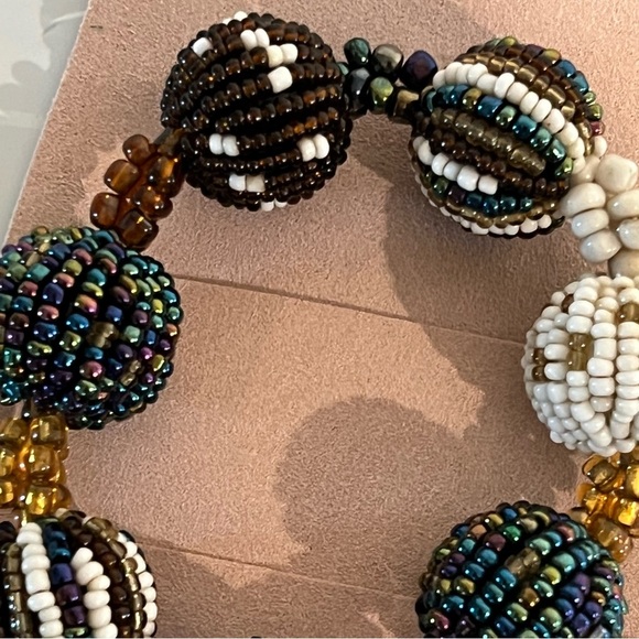 Seed Bead Ball Stretch Fall Color Bracelet Colorful Boho Bohemian - Picture 5 of 10